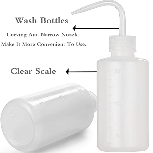 HOOMBOOM 2Pcs Tattoo Wash Bottle 250ml | 8oz Water Squirt Bottle Succulent Watering, Safety Rinse Bottle Watering Tools for Medical Succulent Cleaning Washing Bottle White - Thumbnail 3