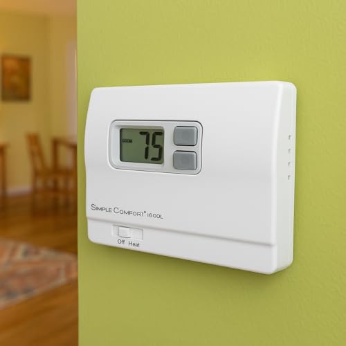 ICM Controls SC1600L Heat Only Thermostat – Non-Programmable, Battery Powered, Backlit Display, Easy to Use, No Fan Output, Multicolor