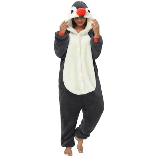 LATH.PIN Pijama Mono Panda Unisex Adulto Animal Onesie Cosplay Halloween Carnaval Disfraces Mujer Pijama Animales Invierno, Pingüinos, XXL