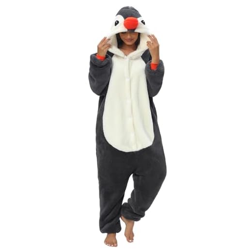 LATH.PIN Pijama Mono Panda Unisex Adulto Animal Onesie Cosplay Halloween Carnaval Disfraces Mujer Pijama Animales Invierno, Pingüinos, XXL