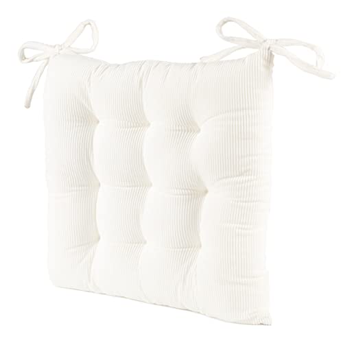 Hlovme Corduroy Chair Cushion With Ties Ultra Soft Warm Floor Cushion For Kids Reading Nook Comfortable Square Seat Cushion For Adult 15.7”X15.7”, White #TOP1