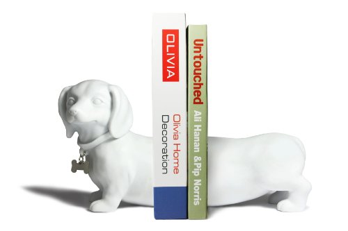 Preisvergleich Produktbild DANYA B. Dackel Buchstütze Set, weiß