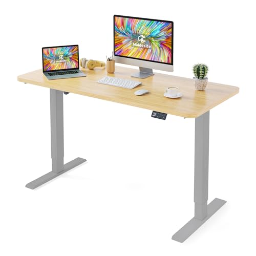 MAIDeSITe Höhenverstellbarer Schreibtisch120 x 60cm-Schreibtisch Höhenverstellbar Elektrisch Sitz & Stehpult -Schreibtisch Höhenverstellbar mit Tischplatte(S1 Pro) 120 x 60 cm Grau Gestell +