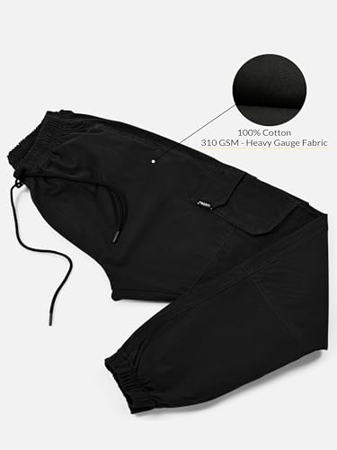 Image of Beyoung Cotton Regular Fit Heavy Gauge Cargo Joggers for Men | Ribbed Hem | Spacious Pockets | Track Pants | Elastic Waistband | Cargo for Men