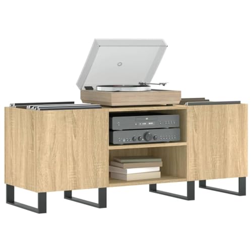 TECHPO Armoires et stockage, armoires de rangement multimédia et racks, armoire à disques en chêne Sonoma 121 x 38 x 48 cm en bois d’ingénierie - Les Beatles, Paul McCartney, John Lennon, RIngo Starr, George Harrison TECHPO Armoires et stockage, armoires de rangement multimédia et racks, armoire à disques en chêne Sonoma 121 x 38 x 48 cm en bois d'ingénierie – Image 4