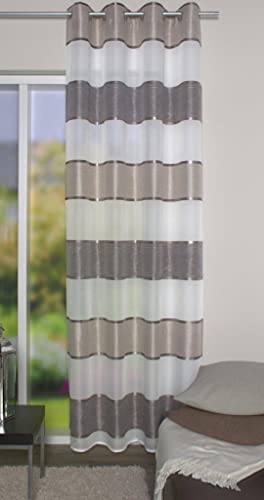 Home Fashion Eyelet Curtain, Fabric, Stone, 175 x 140 cm, 175 x 140 x cm