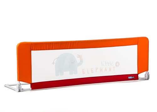 BEBE DUE Barrera de Cama Abatible Compatible con Camas Plegables - Esquinas Redondeadas - Fácil de Limpiar - Bolsa Incluida (140X43, Naranja)