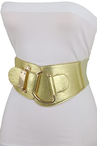 TrendyFashionJewelry Women Fashion Gold Elastic Waistband Belt Waist Hip Metal Hook Buckle Size M L3