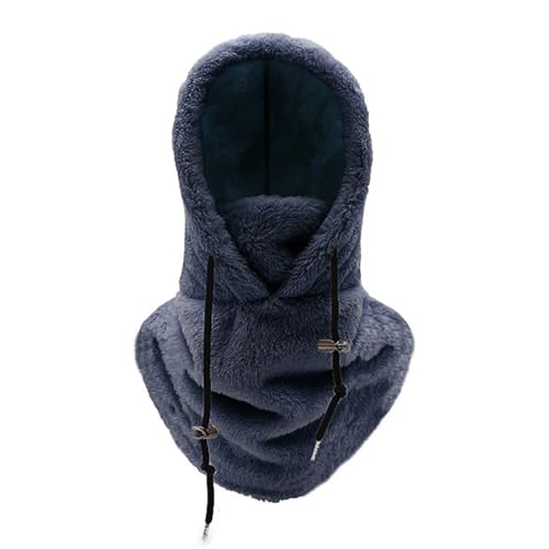 Dsgzkk Plush Fleeces Hooded Covers Winter Warm Headgear Cycling Unisex Adjustable Visors for Men Dark Grey