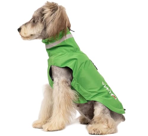 AttRex 犬 レインコート 小型犬 中型犬用 ポンチョ 反射素材 防水 防風 速乾 通気 梅雨対策 着脱簡単 マジックテープ カッパ (L,ライトグリーン)