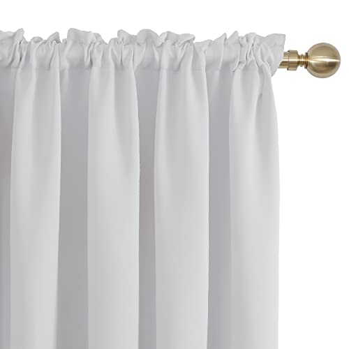 Image of Deconovo Blackout Curtains Set of 2, 8 Feet Long, Black Curtains for Bedroom, Thermal Insulated Window Curtains for Living Room - 52W x 96L Inch,Greyish White Eyelet