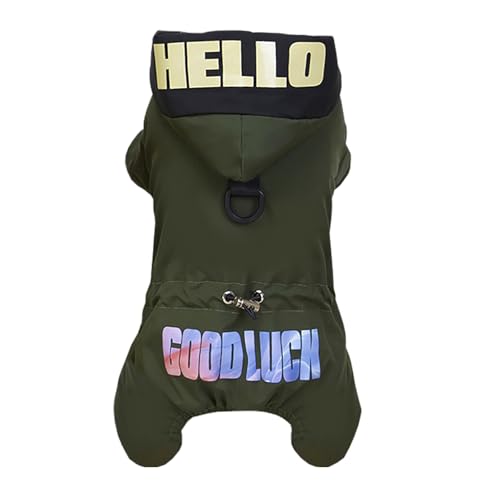Izefia Hundemantel Haustierbekleidung Overall Winddicht Kaltes Wetter Mäntel 4 Beine Jacke Viel Glück Warm Winter Dicke Kleidung Wasserdicht Schneedicht Baumwollmantel für Kleinen Hund Mittlere Katze