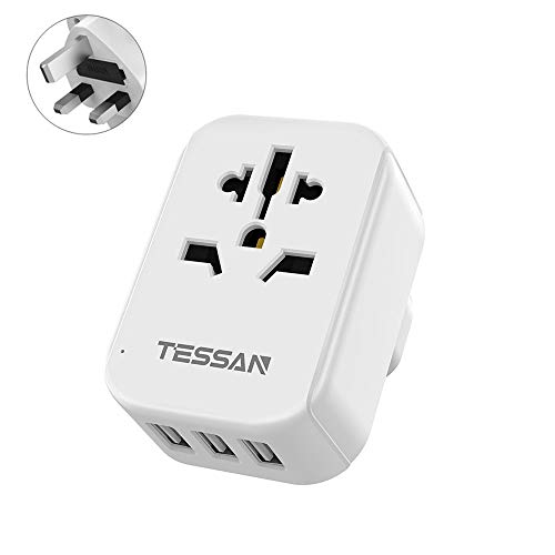 UK Ireland Scotland Power Adapter, TESSAN Type G Plug Adapter with 3 USB