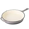 Hamilton Beach Enameled Cast Iron Fry Pan 12-Inch Gray, Cream Enamel coating, Skillet Pan For Stove top and Oven, Even Heat Distribution, Safe Up to 400 Degrees, Durable and Dishwasher Safe Hamilton Beach Enameled Cast Iron Fry Pan 12-Inch Gray, Cream Enamel coating, Skillet Pan For Stove top and Oven, Even Heat Distribution, Safe Up to 400 Degrees, Durable and Dishwasher Safe