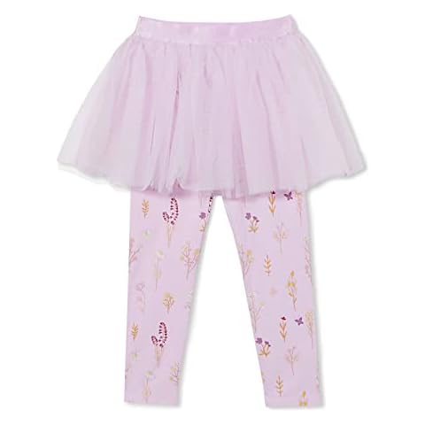 Dream Bridge Girls Leggings Skirt Girls Full Length Cotton Stretch Kids Tights Pants with Ruffle Lace Little Girls Footless Legging Kids Slim Trousers Elastic Waist Pant Skirt, Purple B, 1-2 Cover