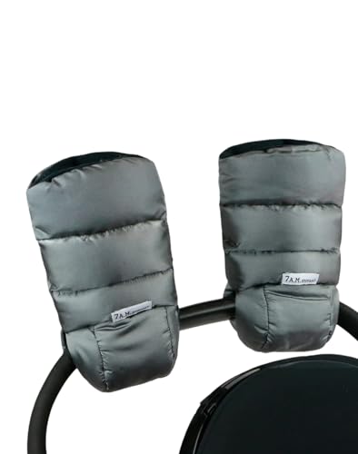 Image of 7AM Enfant Stroller Warmmuffs Gloves - Anti-Freeze Stroller Mittens for Handlebars, Water Repellent Hand Warmer Muff for Cold Weather, Plush Lined Stroller Warmmuffs | Winter Stroller Accessories