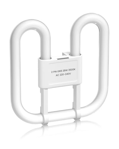 Lamptobe GR8 2-PIN 28W Compact Fluorescent Lamp - 2D Square Flat Butterfly Shape Energy Saving Lamp Warm White 3500K GR8 DD CFL Light Bulb Non-Dimmable for Office, Recessed Ceiling Lights (1-Pack)