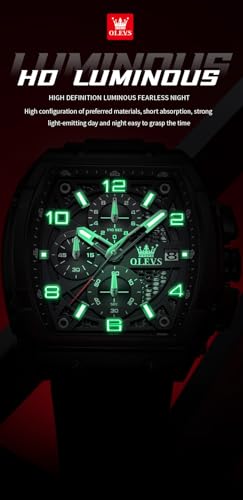 Image of OLEVS Mens Watches Stylish Chronograph Waterproof Luminous Silicon Strap Multifunction Watches for Men Business Men Wrist Watch