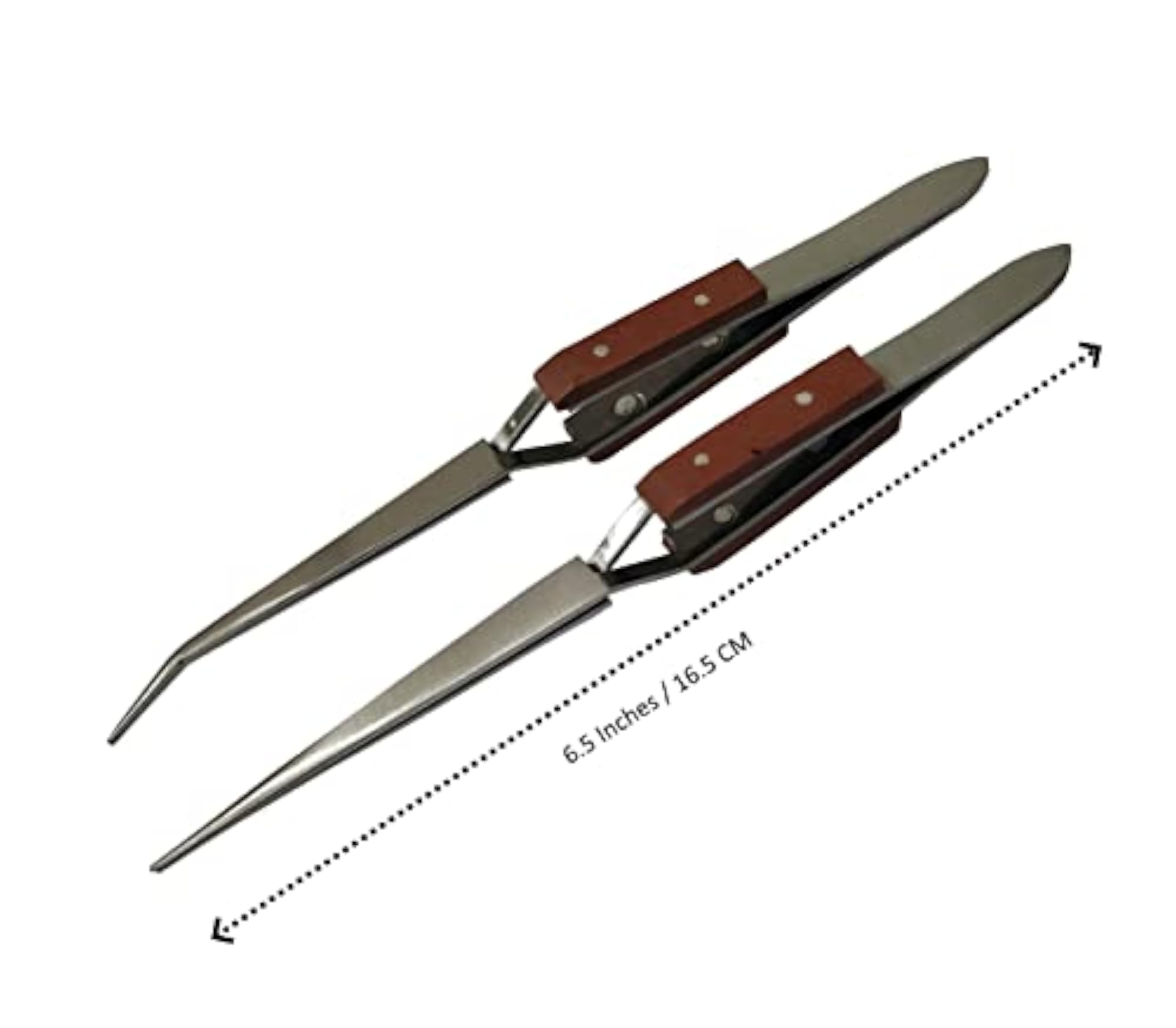 Self Closing Cross Locking Stainless Steel Tweezers, Pack of 2