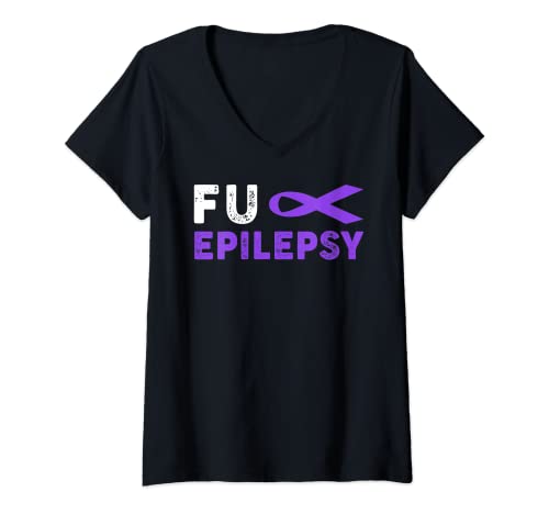 Mujer Fuck Epilepsy Awareness Camiseta Support Survivor Camiseta Cuello V