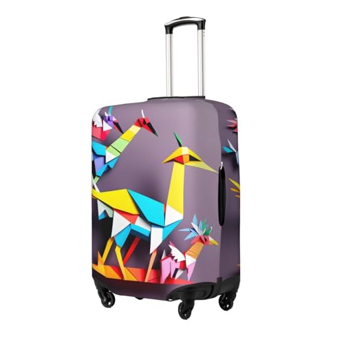 Origami Multicolor Papercraft Cranes 1 Print Luggage Suitcase Cover Protector Luggage Washable Covers With Concealed Zipper2