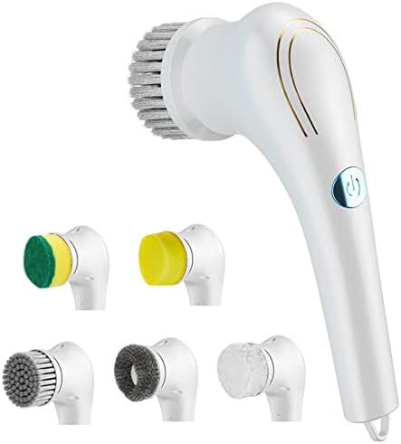 LXTaoler Electric Spin Scrubber, Portable Electric Cleaning Brush with 5 Brush Heads, Power Scrubber 360°Smart Rotation Handheld Scrubber Brush for Dish, Pot, Wall, Kitchen, Shoe