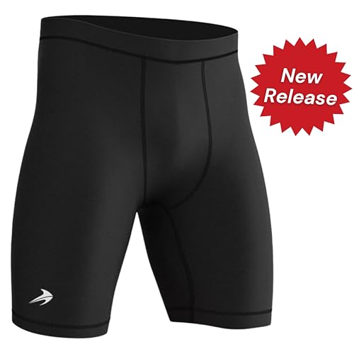Men’s Compression Shorts Workout & Training | Performance Spandex Baselayer Athletic Gym, Running, Rowing Underwear 8" Tech Elite Black Large - Thumbnail 3