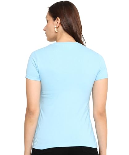 Image of Round Neck T-Shirt Top for Women | Combed Bio-Washed Ring Spun Cotton | Plain | Short Sleeves