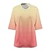 Plus Size Tops for Seniors Womens V Neck T Shirts 3/4 Sleeve Blouses Ombre Color Summer Spring Loose Casual Tees Hot Pink