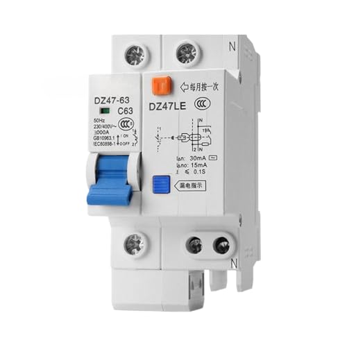 Disjoncteur de protection 2P 63A pour tableau électrique résidentiel et réseau 1P+N 80A