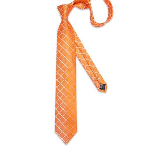 Image of DiBanGu Mens Silk Plaid Tie and Pocket Square Set | Elegant Silk Formal Tie Set, Woven Check Necktie and Cufflinks Tie Clip Set, Perfect for Wedding Party, Comes in Gift Box