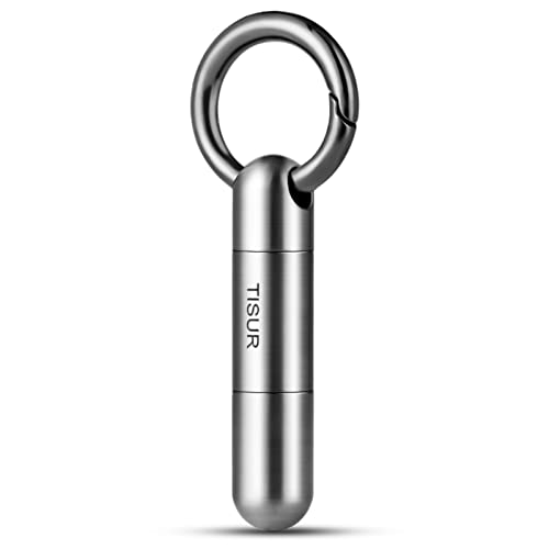 Image of TISUR Titanium Portable Pill Case - Waterproof Pill Fob for Travel, Purse, Pocket - Small Pill Organizer - 1 Count