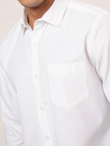 Image of Highlander Men's Slim Fit Shirts | Solid | Long Sleeves | Spread Collar | Formal Shirts | Men Shirts White