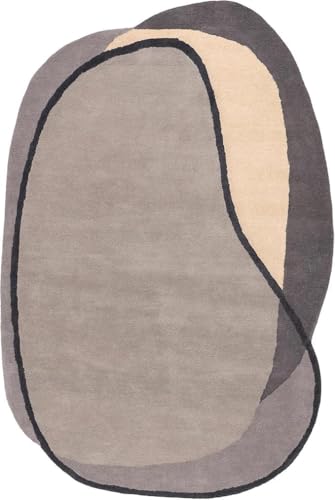 Chula Vista Rug Handmade Abstract Wool Area Rug, Modern Organic Shape Carpet with Cotton Backing, Medium Pile Contemporary Floor Rug for Living Room Bedroom, Custom