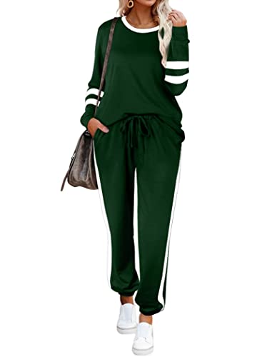 Image of Aloodor Sweatsuit for Women 2 Piece Outfits for Womens Crewneck Sweatshirts Pullover