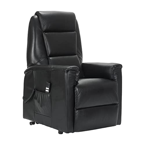 POLTRONE ITALIA Rebecca 2 Motoren Leder PERSONALISIERTEN fernsehsessel mit aufstehhilfe Medizinisches Gerät 2 Räder Schwarz – Bild 6