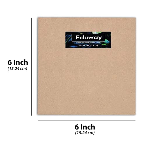 Image of Eduway A2 MDF Board Board Wood Sheet for Craft Art - 6x6 Inch, 4mm Thick, Pack of -4 - Premium Pine Cardboard for Artists, Art and Craft Students - Hard Cutout in Small and Large Sizes (15x15 cms)
