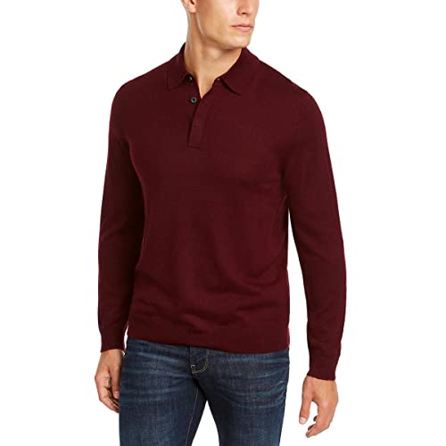 Club Room Mens Merino Wool Blend Polo Pullover Sweater Red XL
