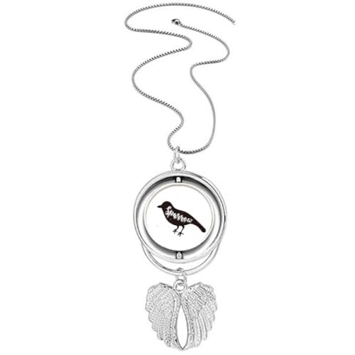 Collier ailes d'ange moineau noir et blanc aux finitions minutieuses d'orfèvrerie