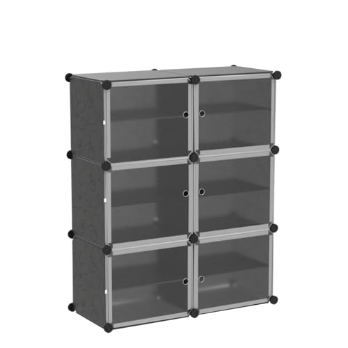 Image of AYSIS DIY Shoe Rack Organizer /Multi-Purpose Plastic 12 Layers 6 Door Portable and Folding Shoe Rack ^ White12Shelf6Door