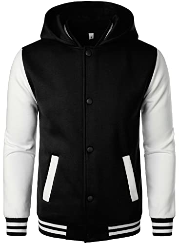 HOOD CREW Mens Casual Sports Varsity Jacket Fashion Hooded Letterman Jackets