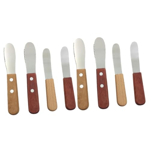 TOPPERFUN 2 Series Raspador De Mantequilla Cortadores De Mermelada Domésticos Suministros De Cocina Raspadores De Mantequilla Cortadores De Mantequilla Mango De Madera 4 Piezas