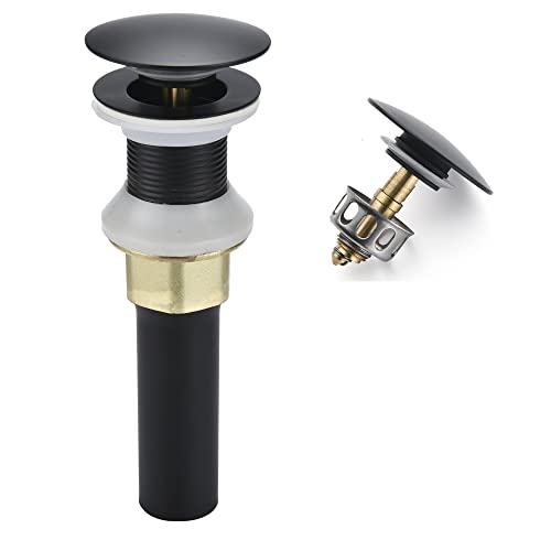 Rockgoya Bathroom Sink Drain,Drain Stopper Bathroom Sink Without Overflow,Pop Up Drain Assembly with Detachable Strainer Basket,Built-in Anti-Clogging Strainer,Stainless Steel Mattle Black by rockgoya - Used condition - US$11.13