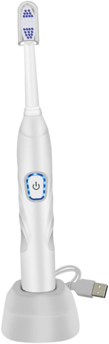 1set Boy Girl USB Charging Electric Toothbrush Design Modes Tooth- Bristles for Deep Cleaning Auto Timer for Boys and Girls Oral Care White