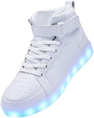 YIQIZQ Led Light Up Shoes High Top Sneakers for Women Men Hip-Hop Dancing Shoes for Halloween Christmas Party with USB Charging White 43
