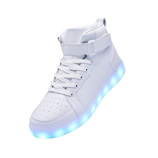 YIQIZQ Led Light Up Shoes High Top Sneakers for Women Men Hip-Hop Dancing Shoes for Halloween Christmas Party with USB Charging White 43