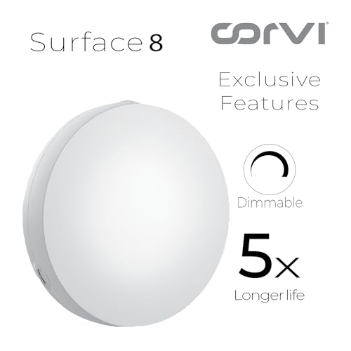 Image of CORVI LED Surface 8 Ceiling Light | 28 Watts Illumination Using 20 Watts Power | Dimmable & Driverless | Backlit for Maximum Output | 5700K White (Pack of 1)