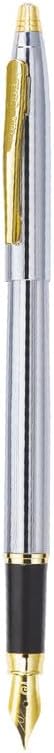 Pierre Cardin Kriss White Gold Premium Fountain Pen | Luxurious Golden Trim & Nib | Free Ink Converter and Cartridges | Ideal for Festive & Corporate Gifting