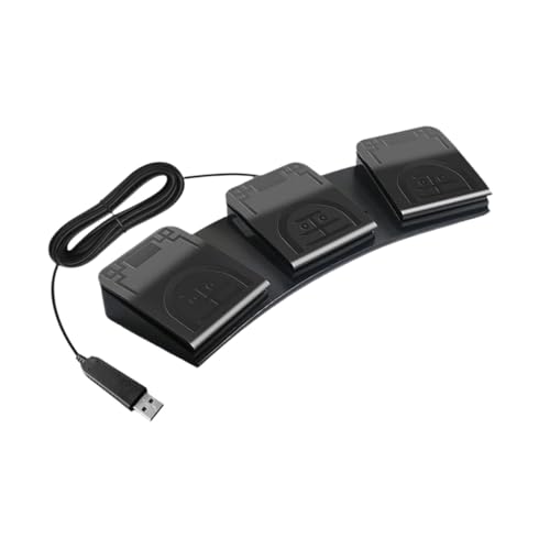 Pedal USB programable negro con control eficiente de 3 teclas y funciones multimedia 5