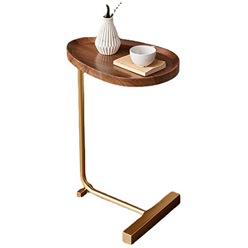 XINGYAN Sleek Nordic Style MDF Coffee Table with Gold Plated Stand - Minimalist Side Table for Living Room, Bedroom & Sofa (Walnut Color) XINGYAN Sleek Nordic Style MDF Coffee Table with Gold Plated Stand - Minimalist Side Table for Living Room, Bedroom & Sofa (Walnut Color)